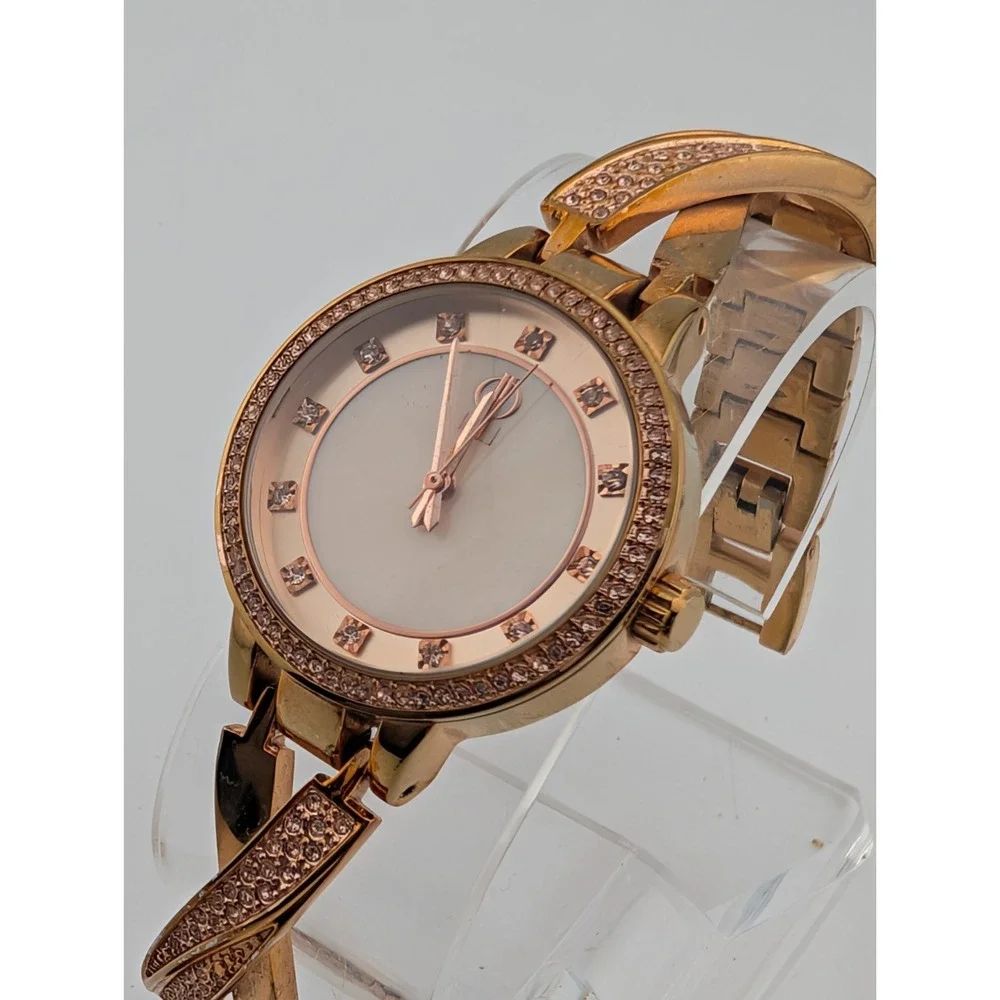 Jennifer Lopez Watch Womens 32mm Two Tone Pave Bezel 6.75